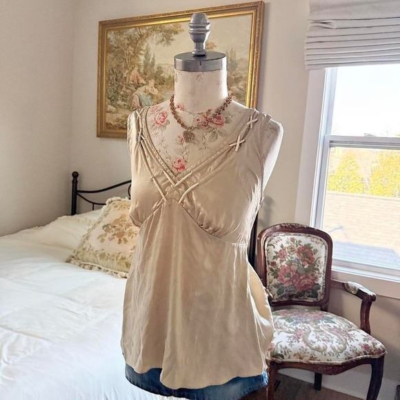 silk cream cami y2k mac and jac 100% silk cream cami size 12 - Picture 3 of 7